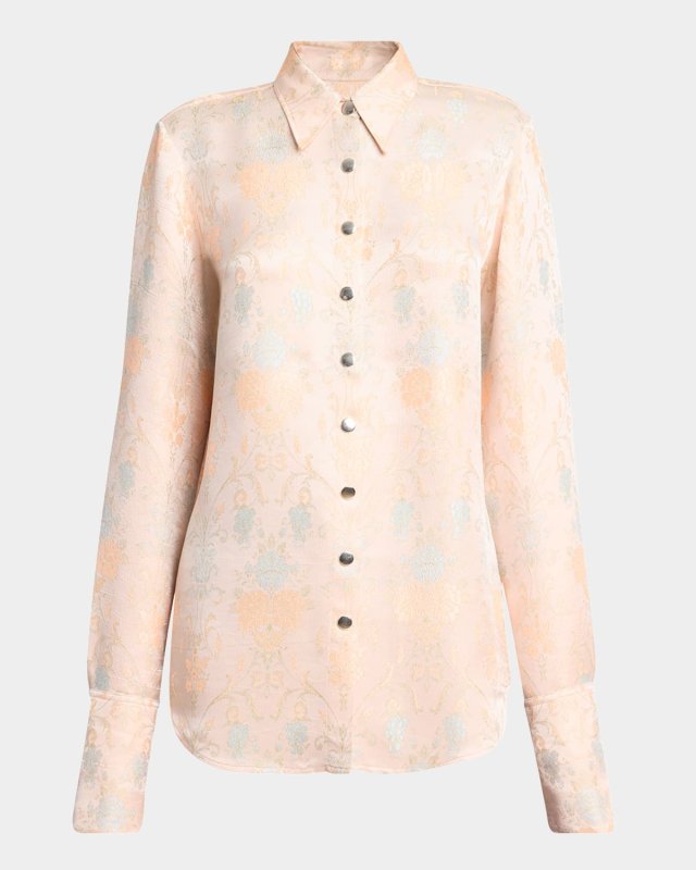 Celina Floral Jacquard Snap-Front Shirt